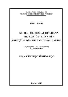 Đề Xuất Thành Lập Khu Bảo Tồn Thiên Nhiên Đầm Phá Tam