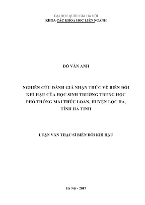 Đánh Giá Nhận Thức Về Biến Đổi Khí Hậu Của Học Sinh