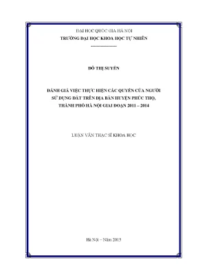 Đánh Giá Quyền Sử Dụng Đất Tại Huyện Phúc Thọ (2011-2014)