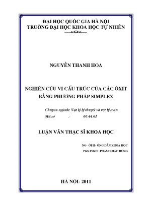 Nghiên cứu vi cấu trúc ôxit SiO2 bằng phương pháp simplex