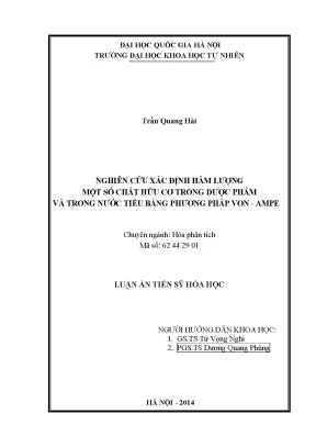 Nghiên cứu xác định hàm lượng chất hữu cơ trong dược