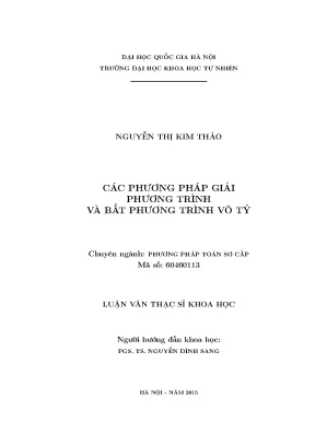 Các Phương Pháp Giải Phương Trình và Bất Phương Trình Vô Tỷ