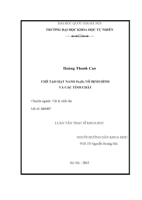 Nghiên cứu chế tạo hạt nano Fe2O3 vô định hình và tính