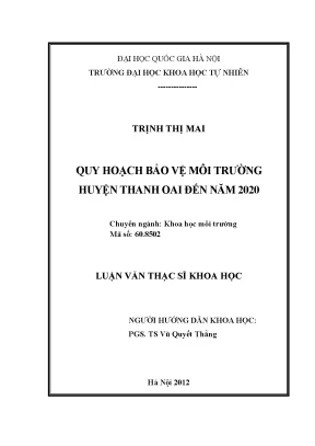 Quy Hoạch Bảo Vệ Môi Trường Huyện Thanh Oai Đến Năm 2020