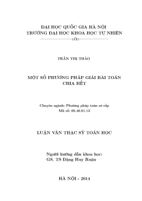 Phương Pháp Giải Bài Toán Chia Hết Trong Toán Học Sơ Cấp