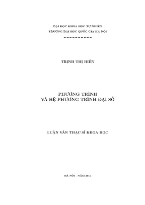 Nghiên cứu phương trình và hệ phương trình đại số trong