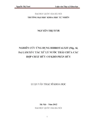 Nghiên cứu ứng dụng hiđrotalxit (Mg, Al, Fe) trong xử lý