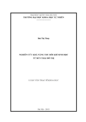 Khả Năng Thu Hồi Khí Sinh Học Từ Bùn Thải Đô Thị