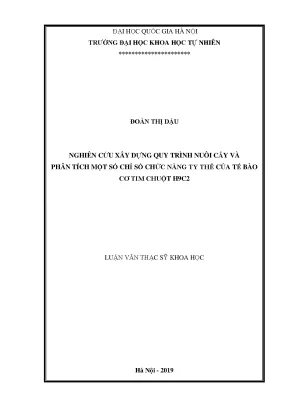 Nghiên cứu quy trình nuôi cấy và phân tích chức năng ty