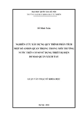Nghiên cứu quy trình phân tích anion trong nước bằng