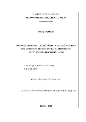 Đánh Giá Ảnh Hưởng Của Nông Nghiệp Hữu Cơ Đến Môi Trường
