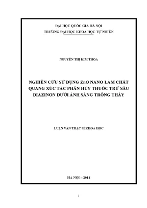 Nghiên cứu ZnO Nano làm chất xúc tác phân hủy diazinon