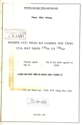 Nghiên cứu phân rã gamma của hạt nhân 170Yb và 158Gd