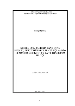 Đánh Giá Cảnh Quan Phục Vụ Phát Triển Kinh Tế - Xã Hội 