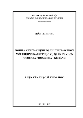 Nghiên cứu chỉ thị xáo trộn môi trường karst tại Vườn