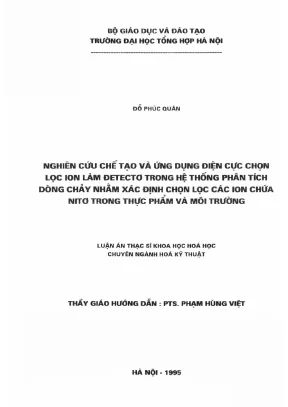 Luận văn: Điện cực xác định ion nitơ trong thực phẩm