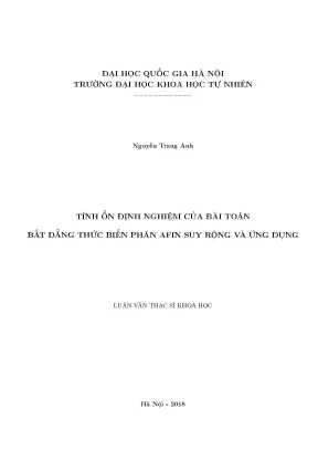 Nghiên cứu tính ổn định nghiệm bài toán bất đẳng thức