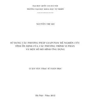 Nghiên Cứu Tính Ổn Định Các Phương Trình Vi Phân Bằng