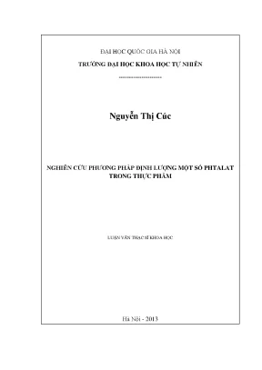Nghiên cứu phương pháp định lượng phtalat trong thực phẩm