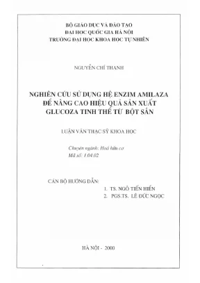 Sản xuất glucoza từ bột sắn bằng enzim amilaza (Luận văn)