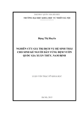 Nghiên cứu giá trị dịch vụ hệ sinh thái cho sinh kế
