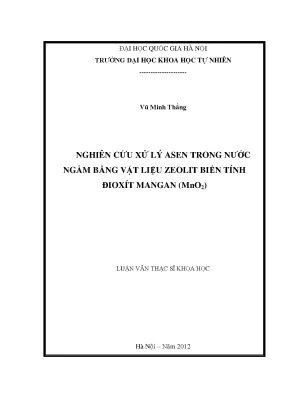 Nghiên cứu xử lý asen trong nước ngầm bằng zeolit biến