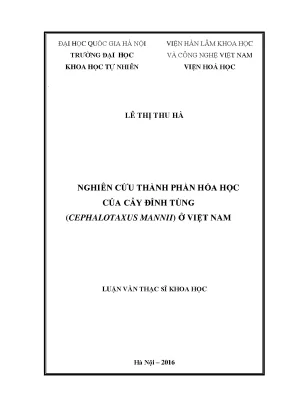 Nghiên cứu hóa học cây đỉnh tùng Cephalotaxus mannii tại 