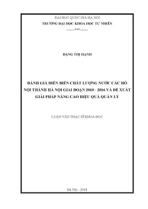 Đánh Giá Chất Lượng Nước Hồ Nội Thành Hà Nội (2010-2016) 