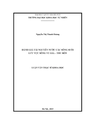 Đánh Giá Tài Nguyên Nước Lưu Vực Sông Vu Gia - Thu Bồn