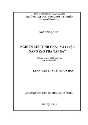 Nghiên cứu tính chất vật liệu nano ZnO pha tạp Eu3+