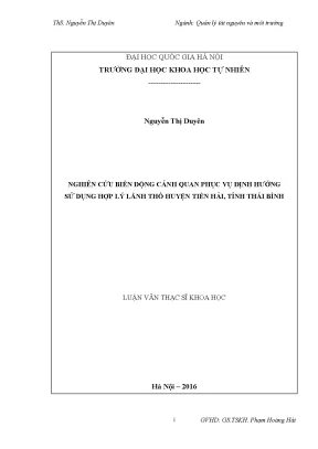 Nghiên cứu biến động cảnh quan huyện Tiền Hải, Thái Bình