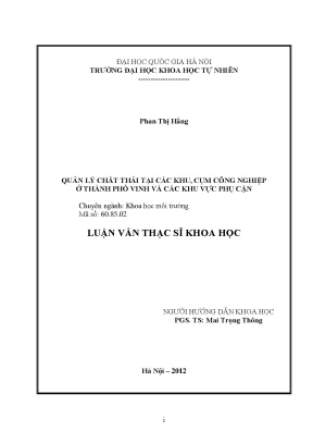 Quản Lý Chất Thải Tại Các Khu Công Nghiệp Ở Thành Phố Vinh