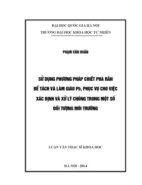 Nghiên cứu phương pháp chiết pha rắn tách và làm giàu