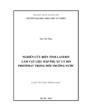Nghiên cứu biến tính laterit làm vật liệu hấp phụ xử lý