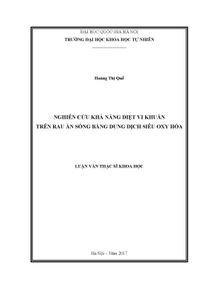 Nghiên cứu hiệu quả diệt vi khuẩn trên rau ăn sống bằng 