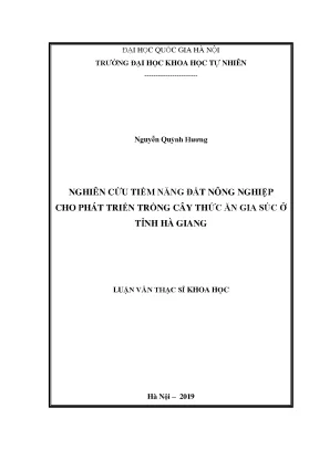 Nghiên cứu tiềm năng đất nông nghiệp cho phát triển cây