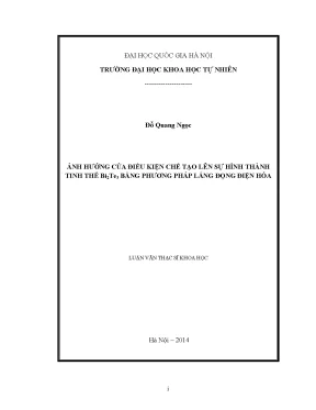 Ảnh hưởng của điều kiện chế tạo đến sự hình thành tinh