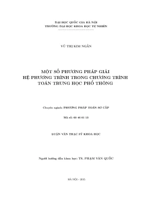 Phương Pháp Giải Hệ Phương Trình Trong Toán Trung Học