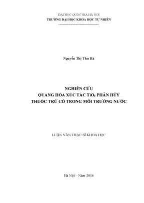 Nghiên cứu quang hóa xúc tác TiO2 trong phân hủy thuốc