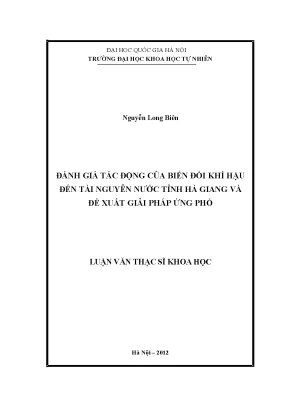 Đánh Giá Tác Động Biến Đổi Khí Hậu Đến Tài Nguyên Nước 