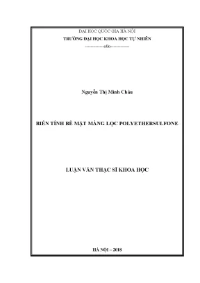 Nghiên cứu biến tính bề mặt màng lọc Polyethersulfone (PES)