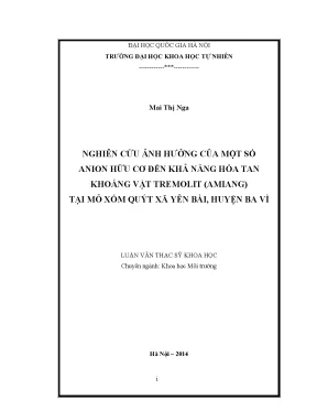 Nghiên cứu ảnh hưởng của anion hữu cơ đến khả năng hòa