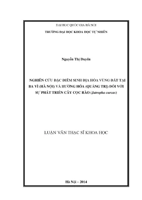 Nghiên cứu sinh địa hóa vùng đất Ba Vì và Hướng Hóa cho 