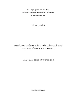 Nghiên cứu phương trình hàm và giá trị trung bình trong