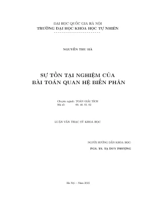 Nghiên cứu sự tồn tại nghiệm trong bài toán quan hệ biến