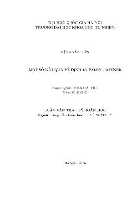 Nghiên cứu Định lý Paley-Wiener trong Toán Giải Tích