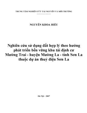 Nghiên cứu sử dụng đất bền vững tại khu tái định cư