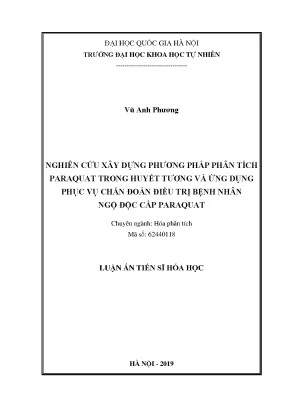 Phương Pháp Phân Tích Paraquat Trong Huyết Tương Và Ứng