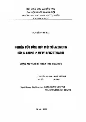 Nghiên cứu tổng hợp azometin từ 5-amino-2-metylbenzothiazol