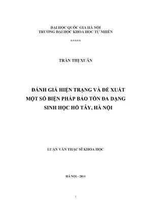 Đánh Giá và Bảo Tồn Đa Dạng Sinh Học Hồ Tây, Hà Nội